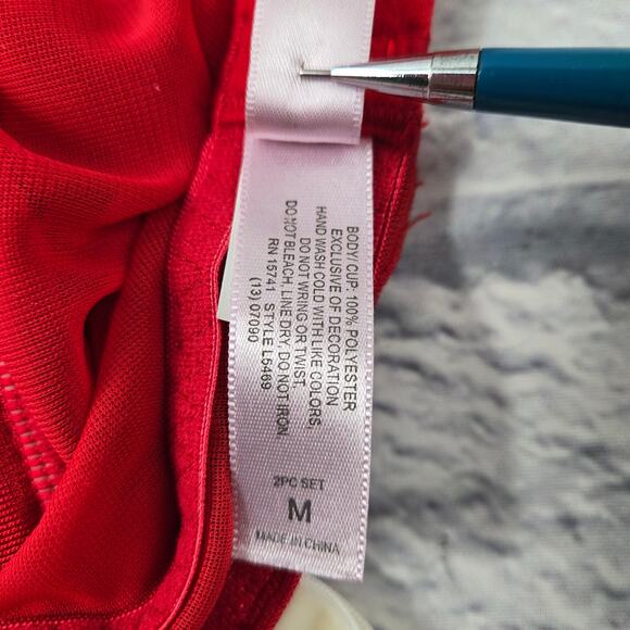 NWT Inner Secrets Mrs Claus Red Velveteen Mesh Maribou Cami size Medium Negligee - Picture 6 of 13